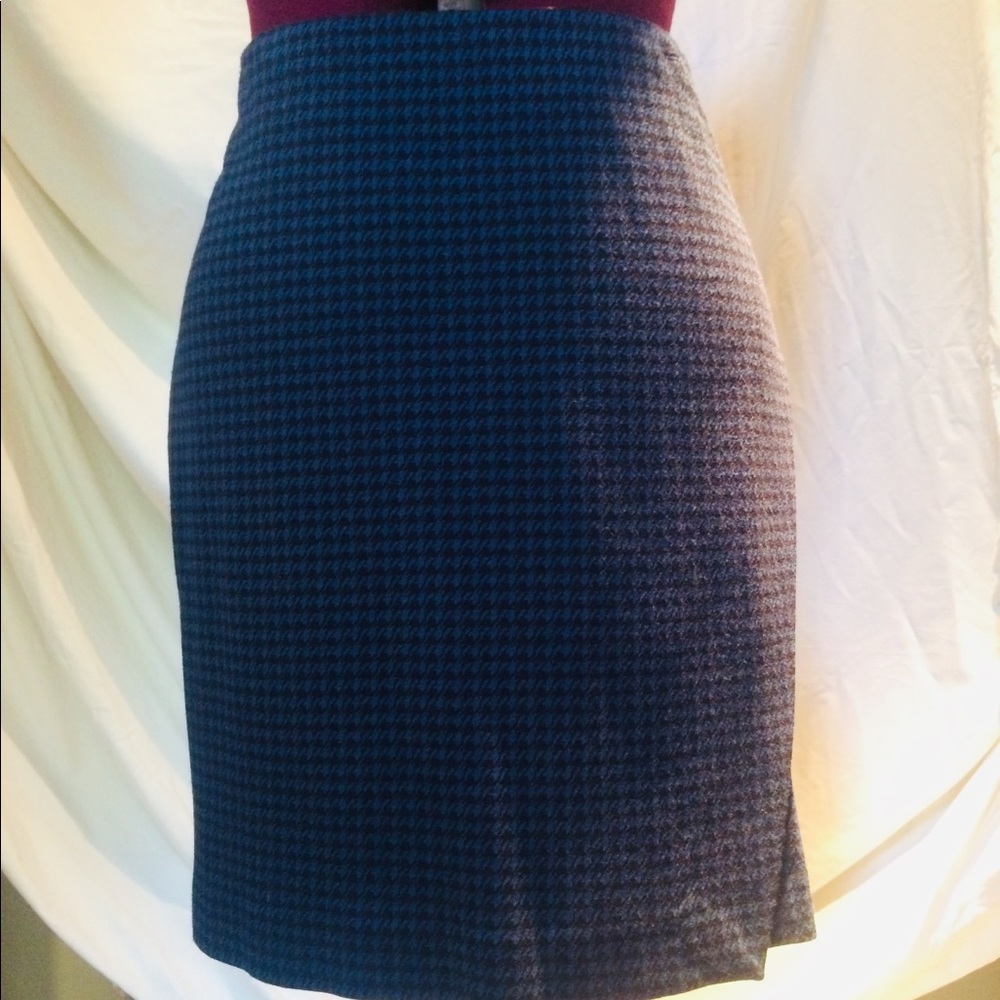 J.Jill MP blue/black houndstooth pencil skirt